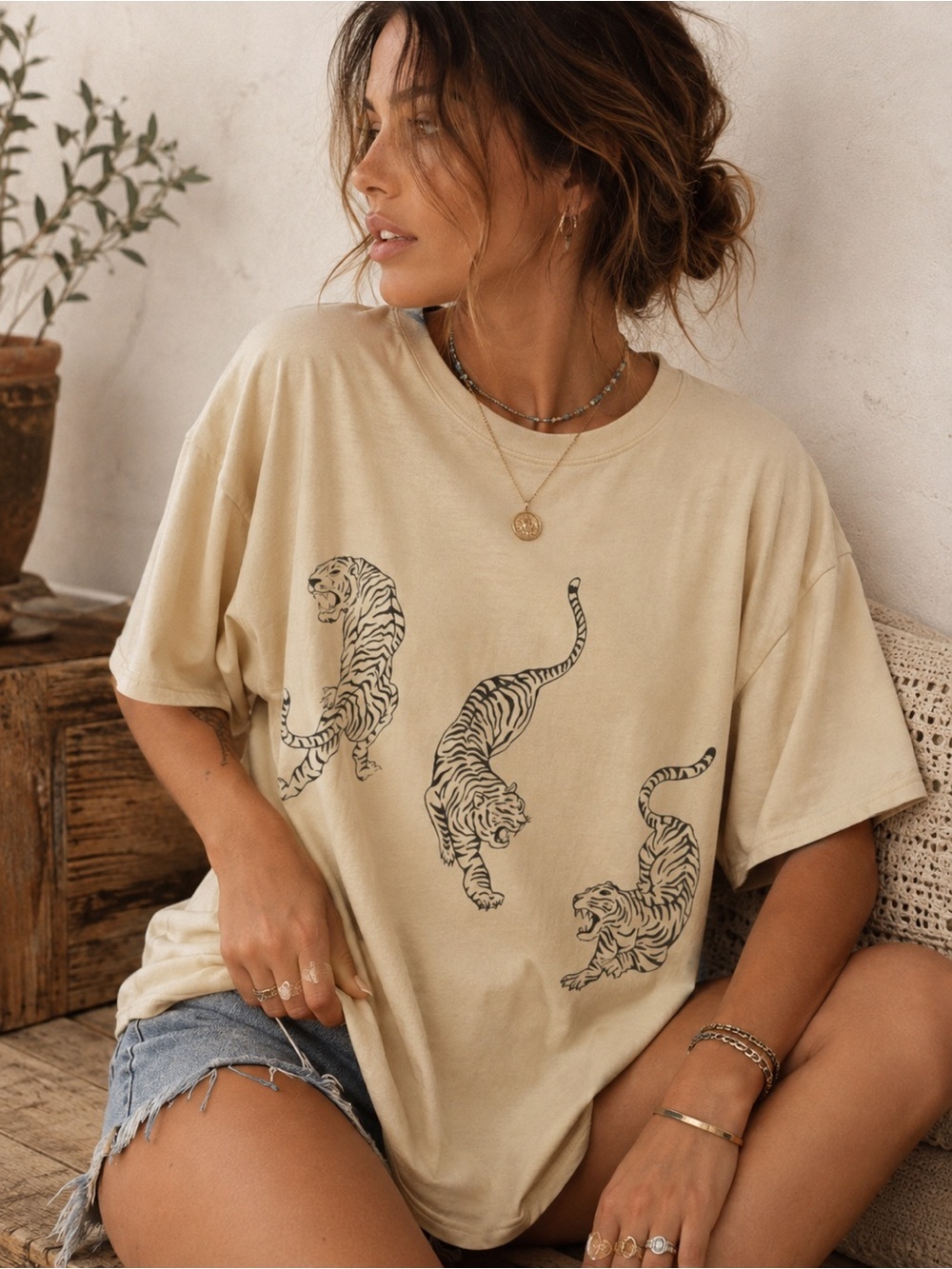 Y2K Project Social Urban Outfitters Tiger Graphic Oversized Tee Boho Grunge S/M
